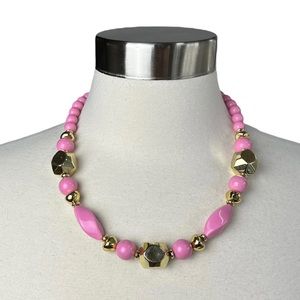 Vintage Pink and Gold Toned Beaded Necklace